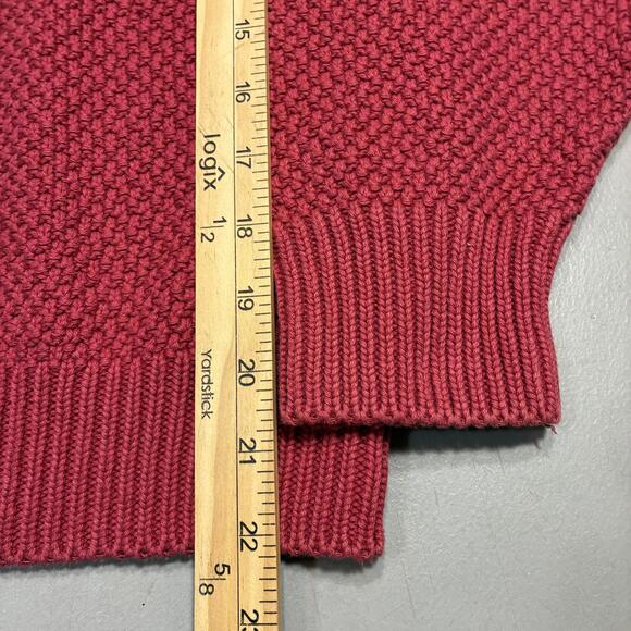 Vintage 90s Eddie Bauer Mens Contrast Waffle Knit Pullover Sweater Sz M Coral - Picture 8 of 8